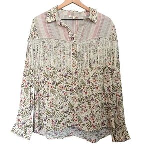 NWT Mystree Floral Fringe Women's Top